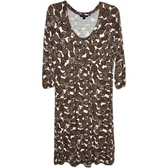 Boden Circles WH150 Flowy Jersey Day Dress - Brown Ivory - 16R - Picture 1 of 11
